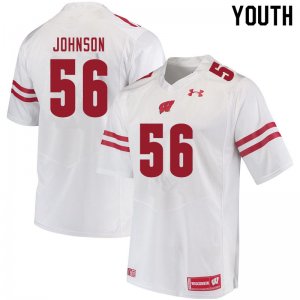 Youth Wisconsin Badgers NCAA #56 Rodas Johnson White Authentic Under Armour Stitched College Football Jersey AB31B80SJ